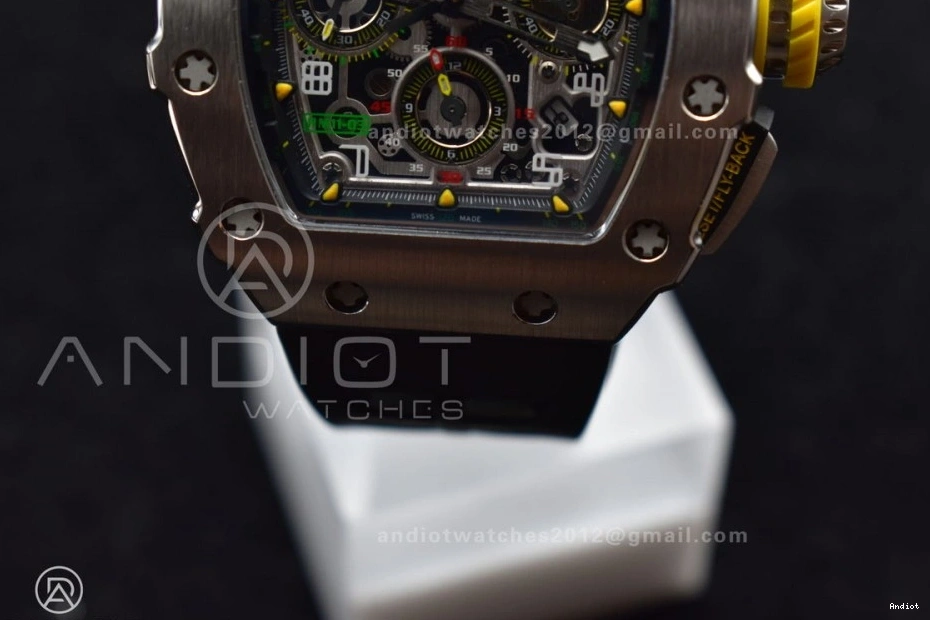 V3 Best KVF Crystal RM011 Black on Edition Chrono Black SS A7750 Dial 1:1 Strap Rubber 0901